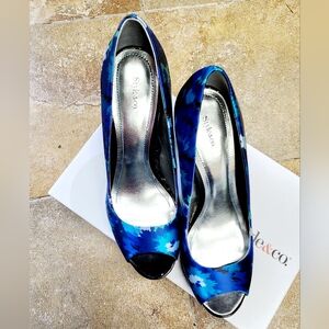 Style & Co. Women's Blue Floral Peep Toe Heels